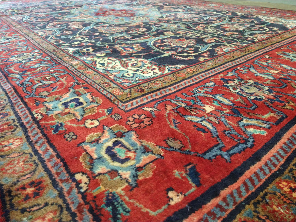 7 x 11 Persian Sarouk Esfahan Traditional rug Navy Blue #5291