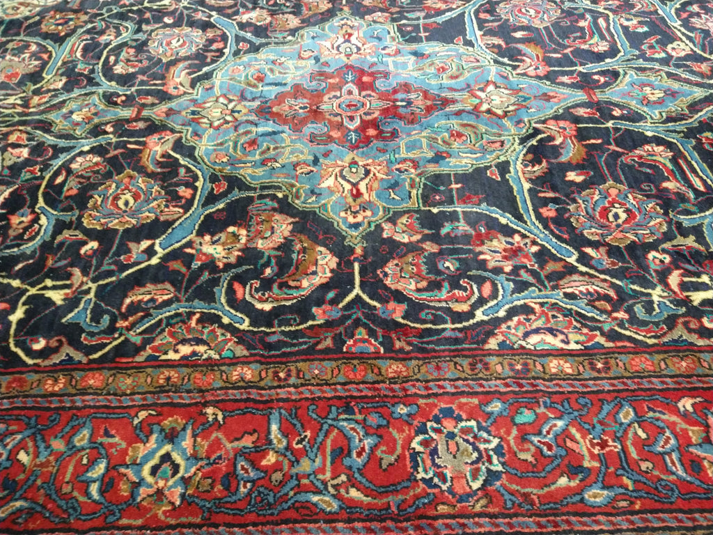 7 x 11 Persian Sarouk Esfahan Traditional rug Navy Blue #5291