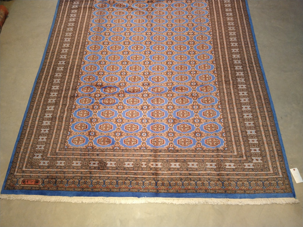 7 x 11 ICE BLUE JALDAR BOKARA RUG FINE HANDMADE WOOL RUG #5309