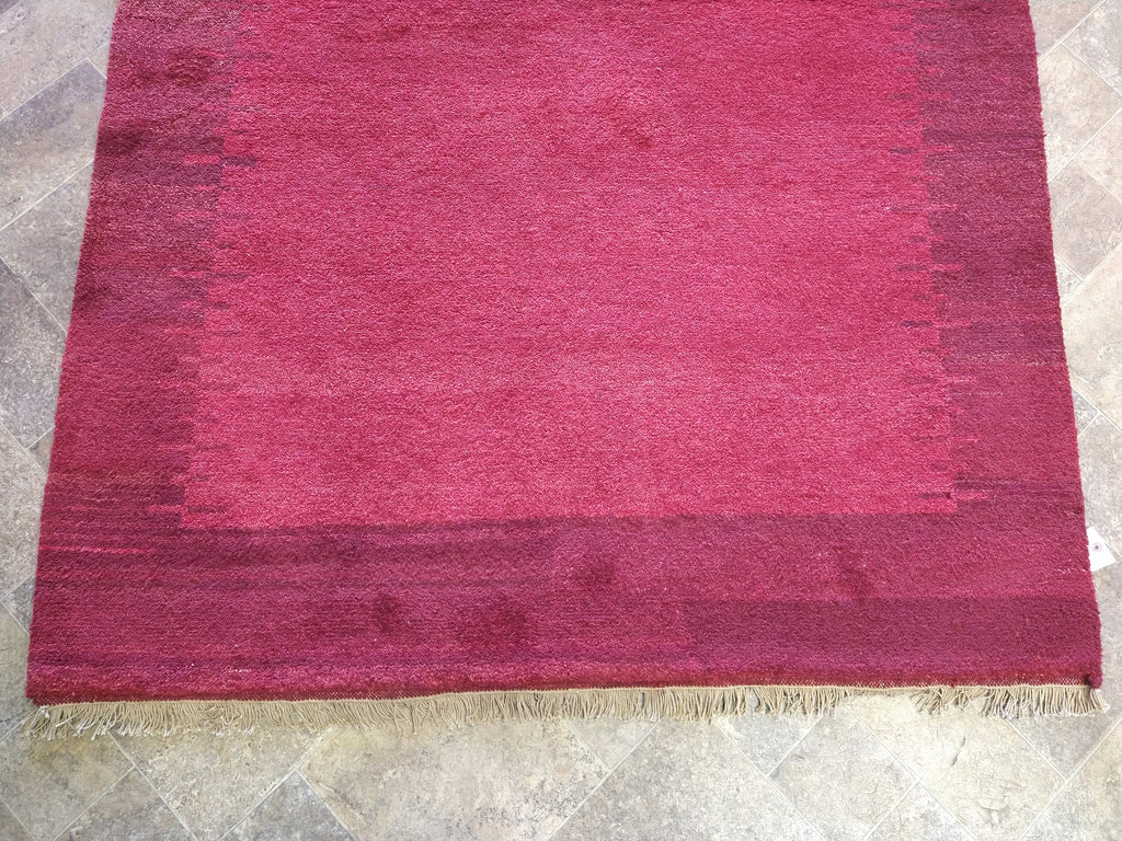 5 x 6 CLEARANCE SALE Handmade Wool SOLID RED GABBEH CONTEMPORARY RUG #5316