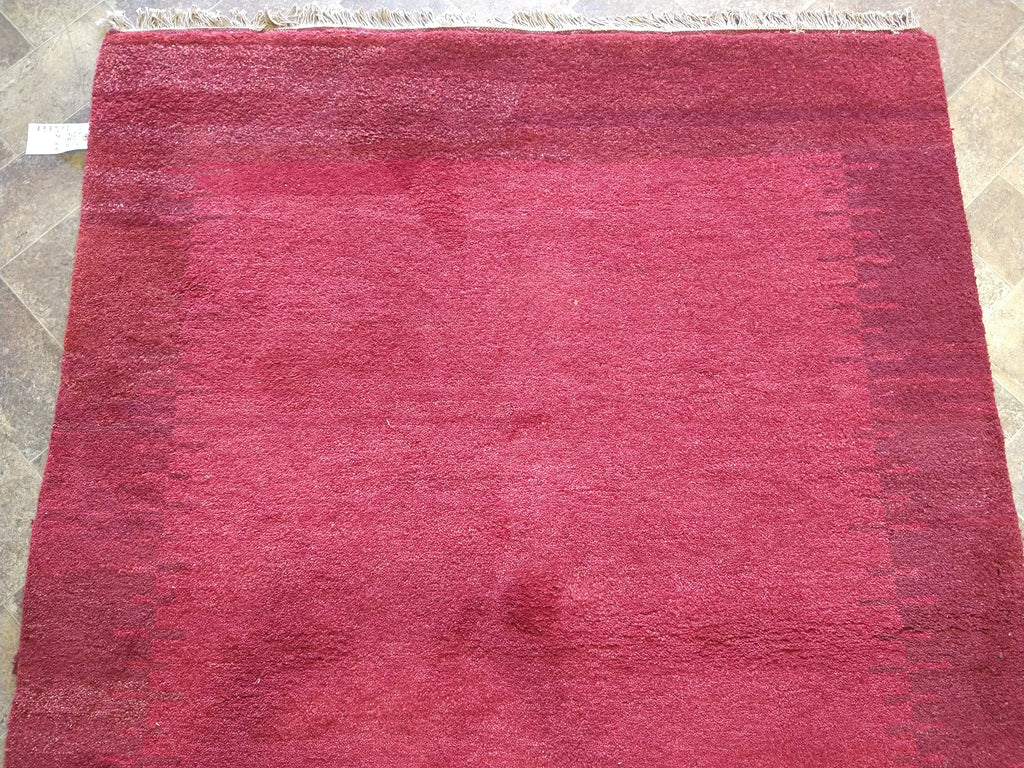 5 x 6 CLEARANCE SALE Handmade Wool SOLID RED GABBEH CONTEMPORARY RUG #5316