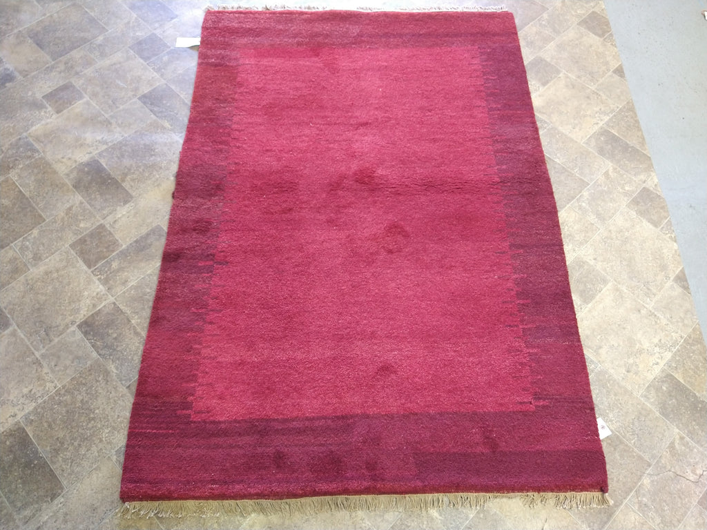 5 x 6 CLEARANCE SALE Handmade Wool SOLID RED GABBEH CONTEMPORARY RUG #5316