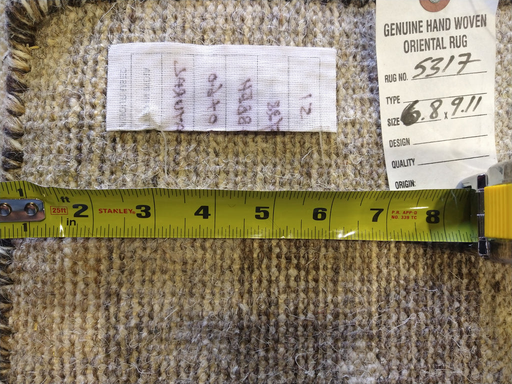 7 x 10 GABBEH RUG THICK WOOL PILE BEIGE BROWN #5317