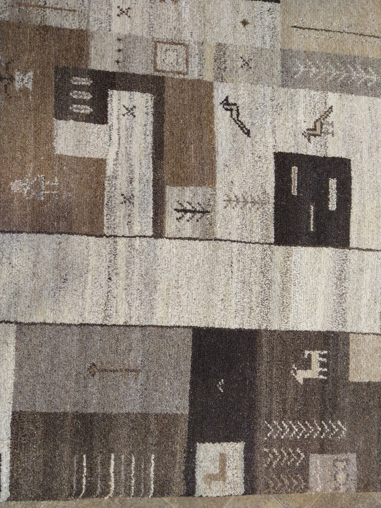 7 x 10 GABBEH RUG THICK WOOL PILE BEIGE BROWN #5317