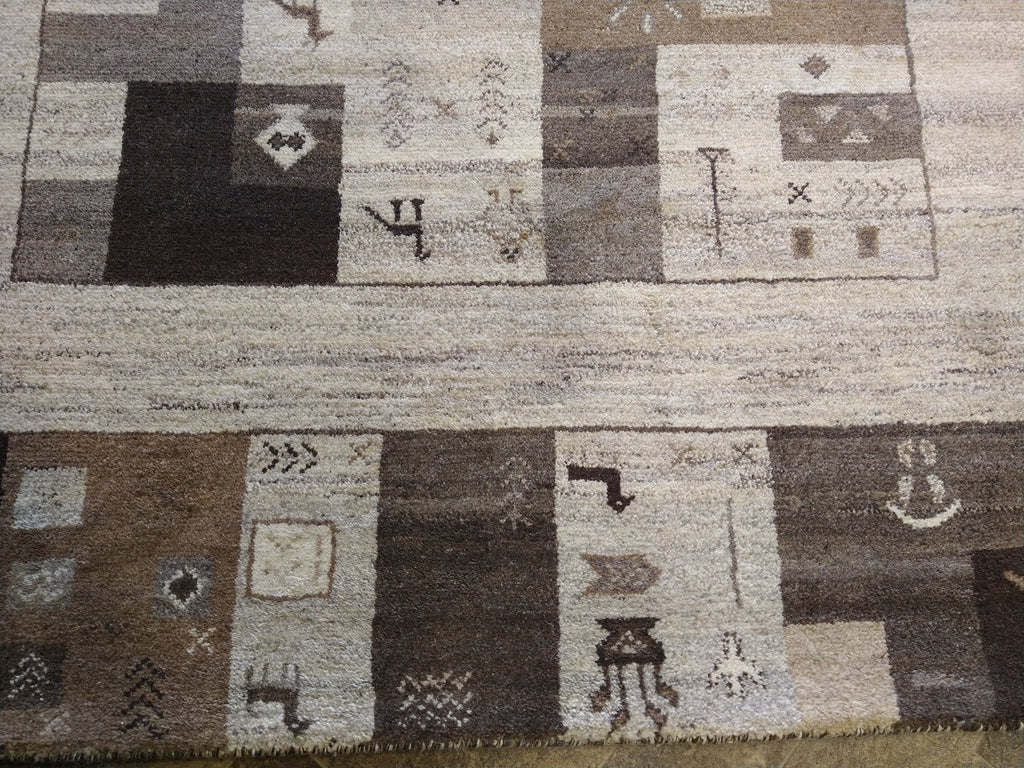 7 x 10 GABBEH RUG THICK WOOL PILE BEIGE BROWN #5317