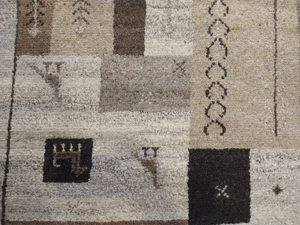 7 x 10 GABBEH RUG THICK WOOL PILE BEIGE BROWN #5317