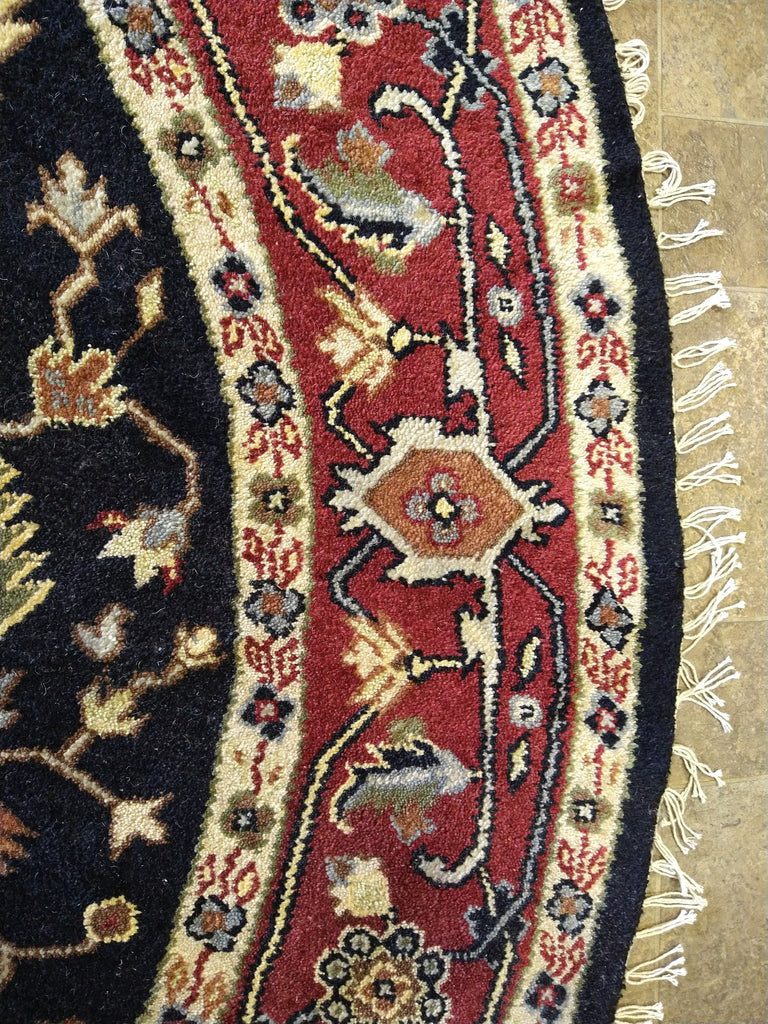 8 x 8 ROUND HERIZ BLACK RUG Hand-knotted Wool #5320