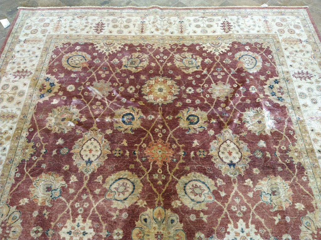 8 x 10 Chobi Peshawar Zigler Rug Mauve Rust vegetable Dye #5334