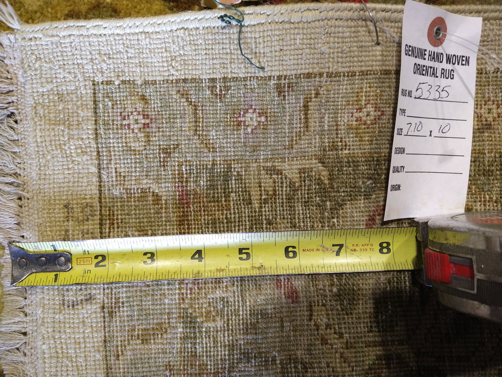 8 x 10 Ivory Green Natural Wool rug Vegie dye #5335