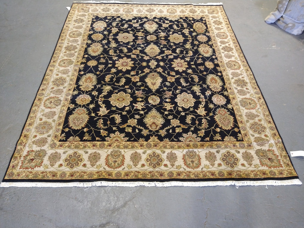 8 x 10 BLACK Zigler Rug Natural Wool #5338