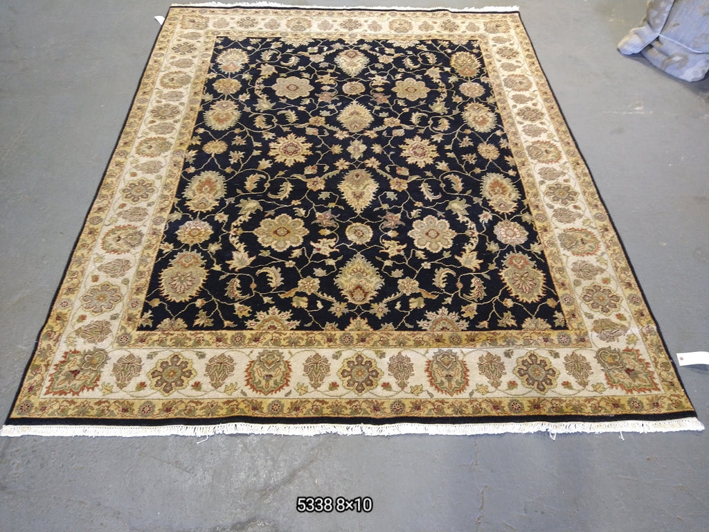 8 x 10 BLACK Zigler Rug Natural Wool #5338