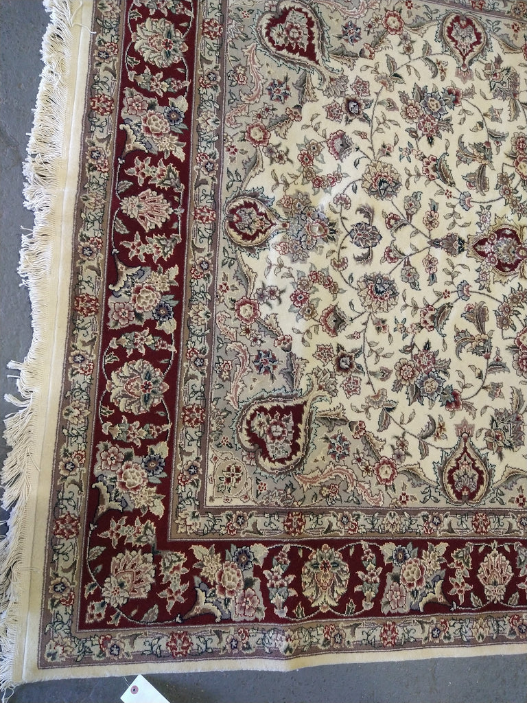 6 x 9 Wool and Silk Rug IVORY BURGUNDY #5345