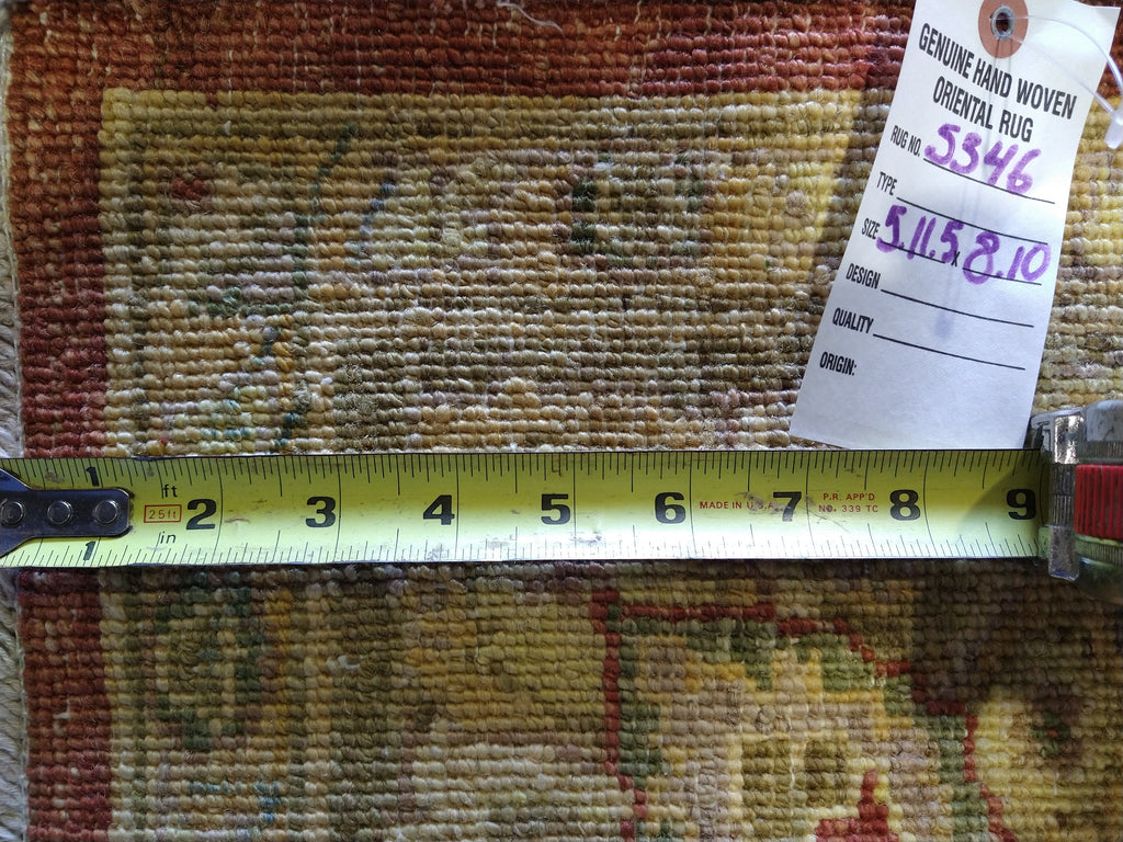 6 x 9 Chobi rug Coral Rust Gold #5346