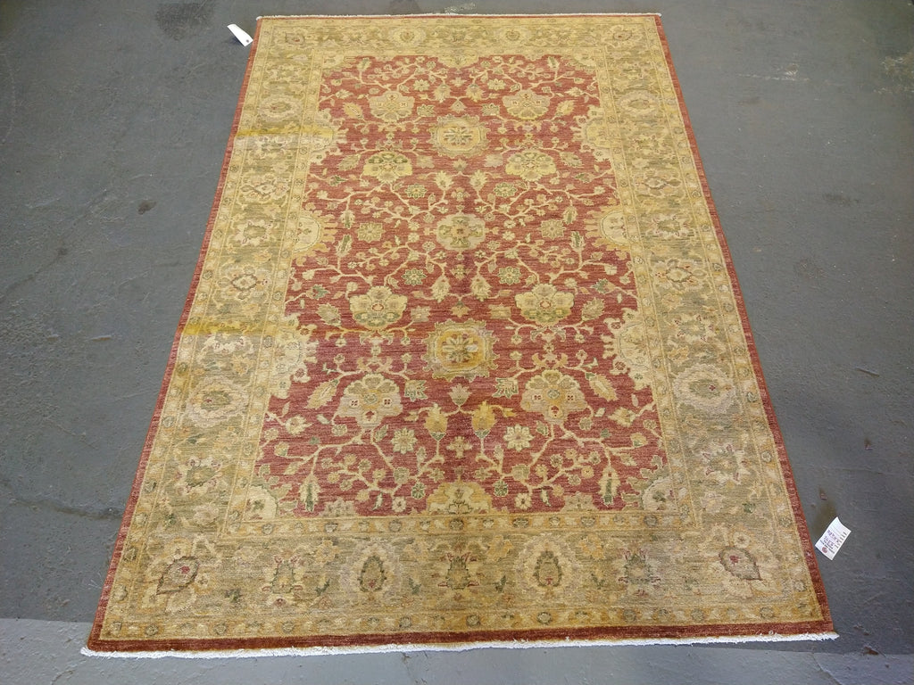 6 x 9 Chobi rug Coral Rust Gold #5346