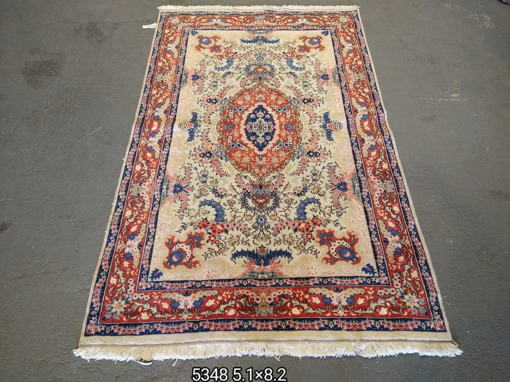 5 x 8 Fine Persian Tabriz Rug Wool Silk #5348