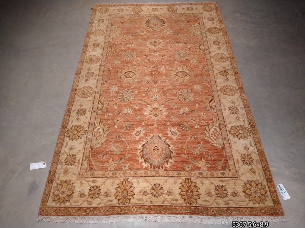 5 x 9 Oushak Chobi Zigler Rug Warm soft CORAL #5367