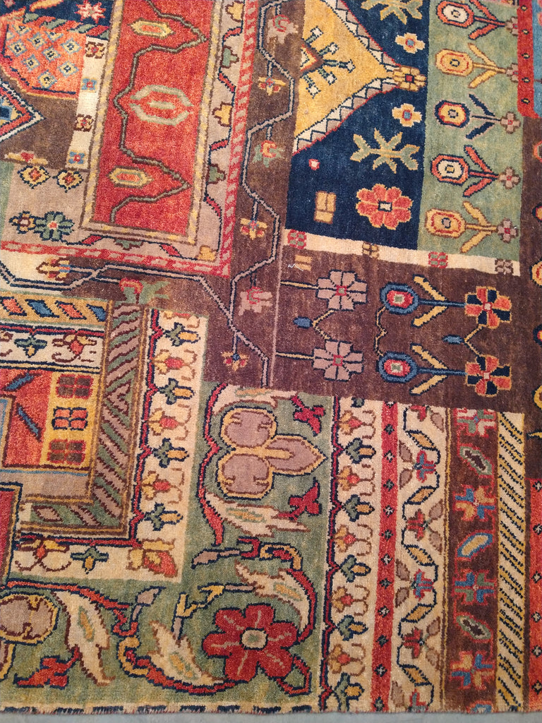 7 x 11 Patch work Rug Natural Wool Multi colors #5372