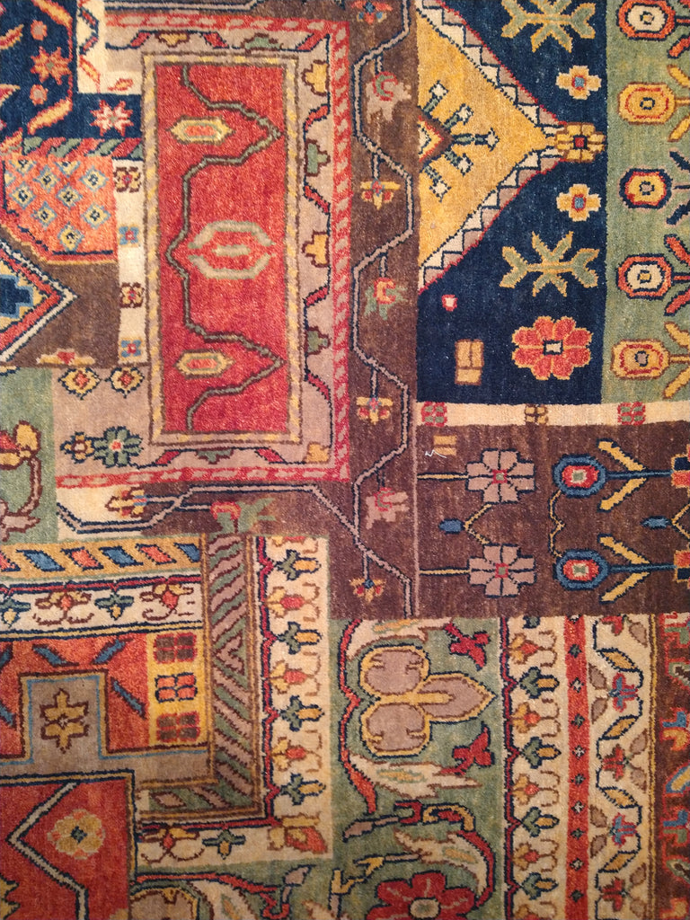 7 x 11 Patch work Rug Natural Wool Multi colors #5372