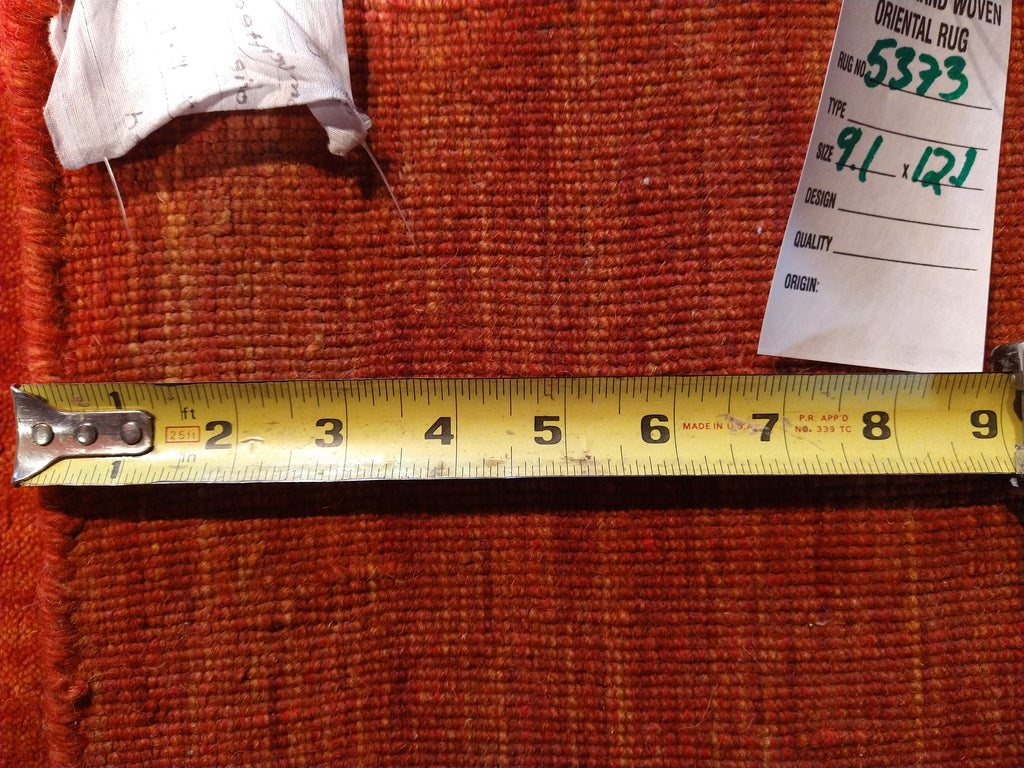 9.1 x 12.1 SALE Contemporary Red Handmade Wool Rug F-5373