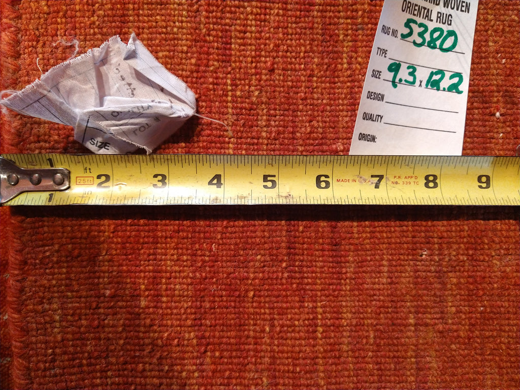 9.3 x 12.2 CONTEMPORARY HANDMADE SOFT WOOL RUG SOLID CORAL RED F-5380