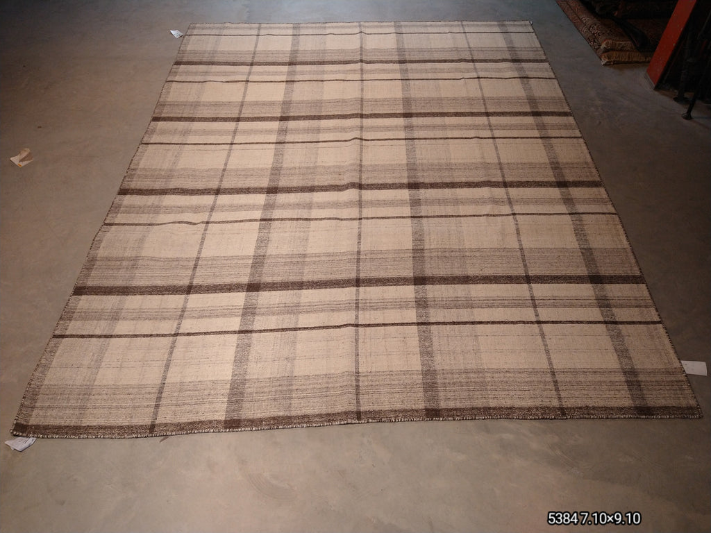 7.10 x 9.10 Flat weave Hand-knotted Carpet Double Sided natural Wool Kilim Carpet F-5384