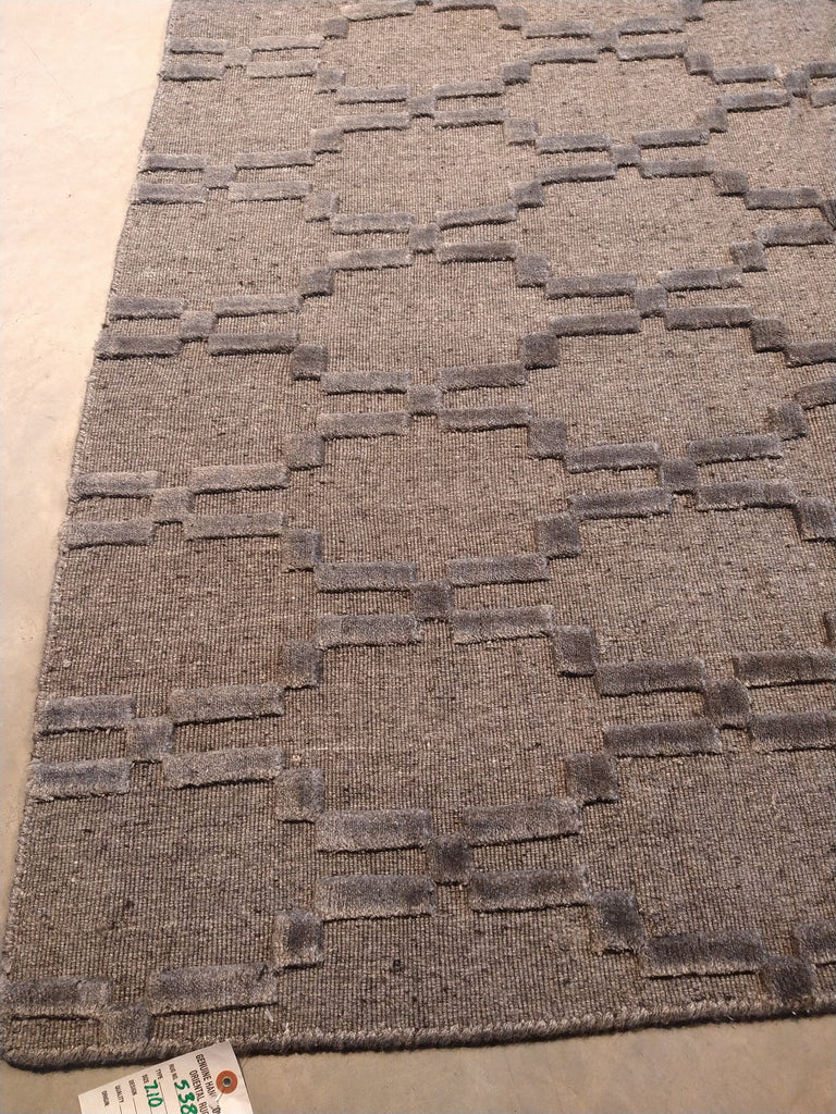 7.10 x 10.3 Raised Pile Wool Contemporary Handmade Rug F-5386