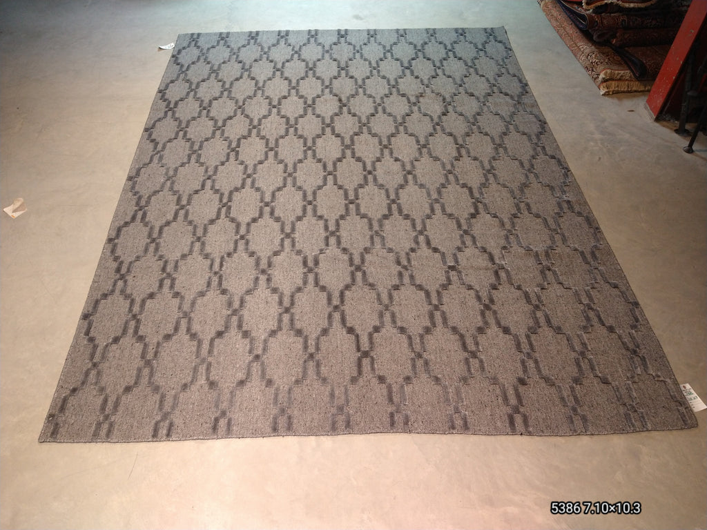 7.10 x 10.3 Raised Pile Wool Contemporary Handmade Rug F-5386