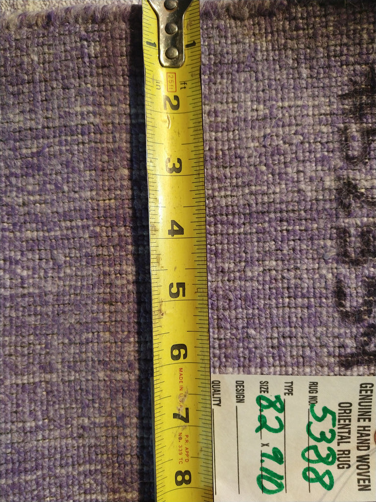 8.2 x 9.10 Solid Purple Lavendar Fine Wool Handmade Rug F-5388