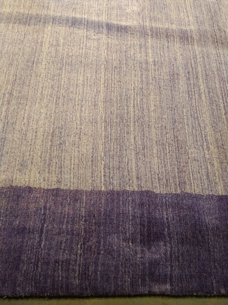 8.2 x 9.10 Solid Purple Lavendar Fine Wool Handmade Rug F-5388