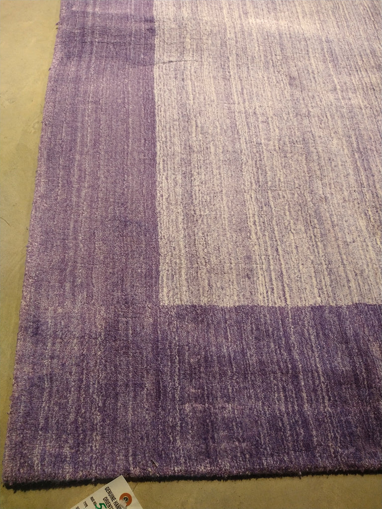8.2 x 9.10 Solid Purple Lavendar Fine Wool Handmade Rug F-5388