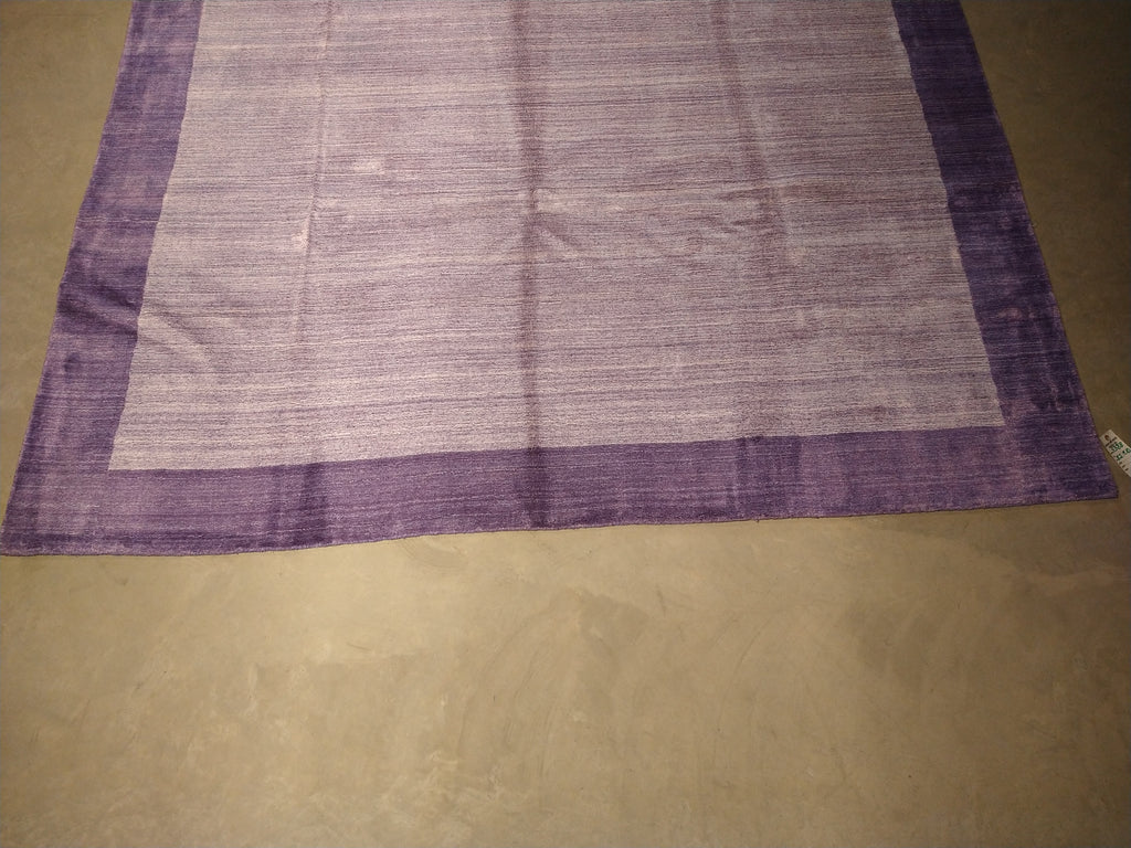 8.2 x 9.10 Solid Purple Lavendar Fine Wool Handmade Rug F-5388