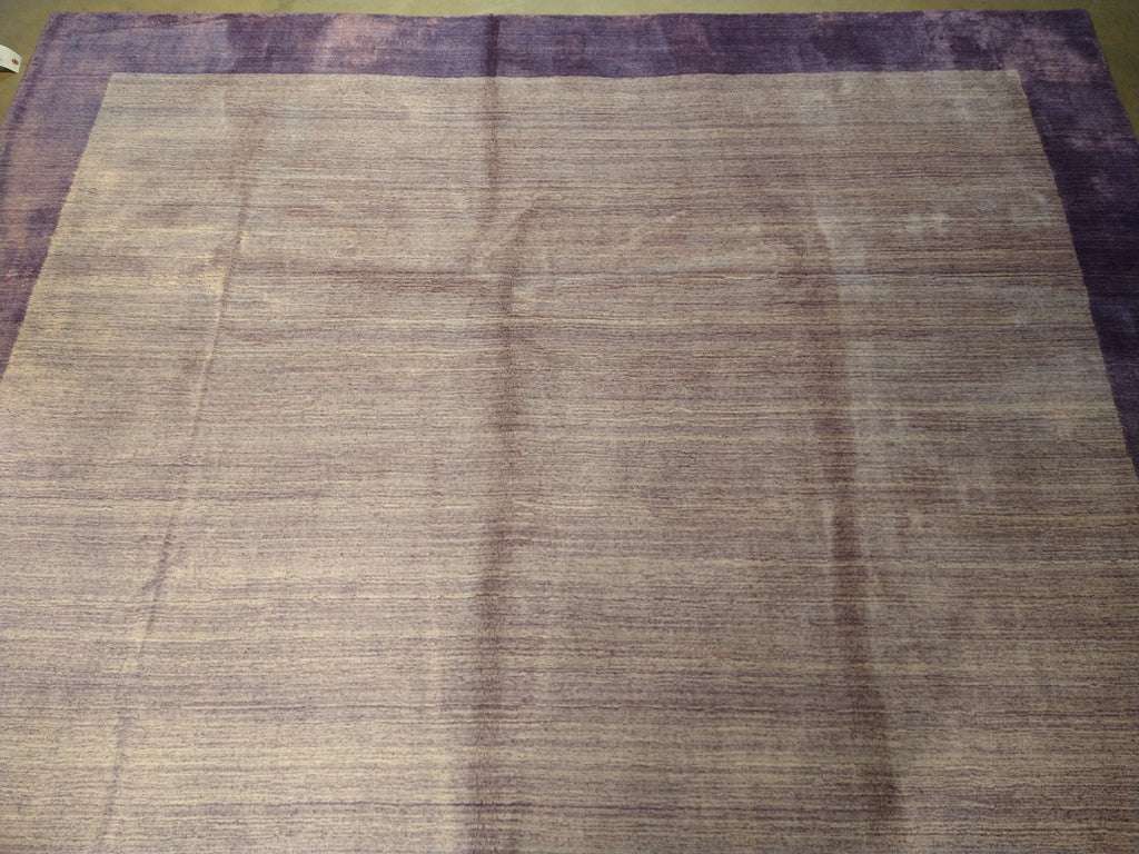8.2 x 9.10 Solid Purple Lavendar Fine Wool Handmade Rug F-5388