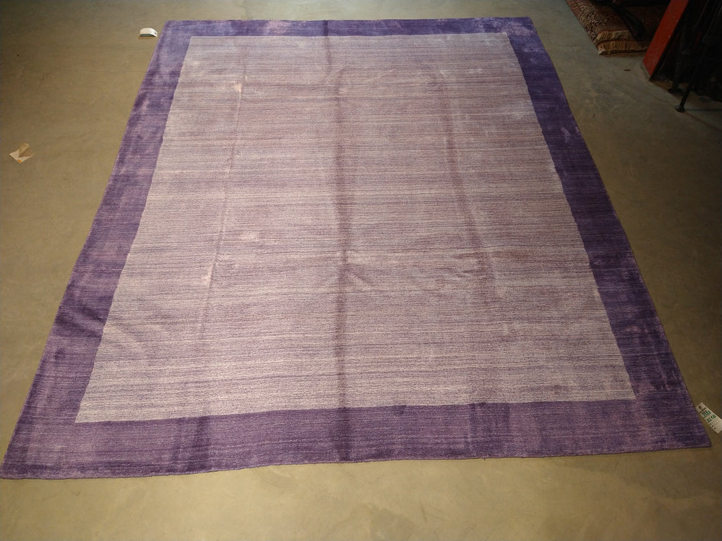 8.2 x 9.10 Solid Purple Lavendar Fine Wool Handmade Rug F-5388