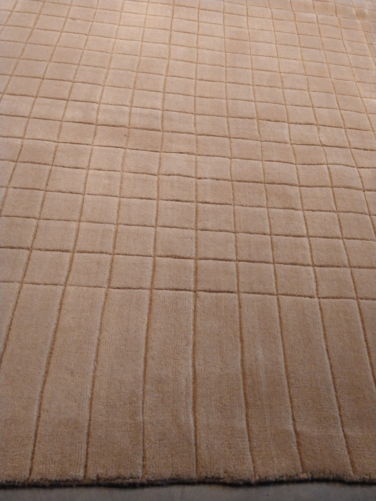 8.3 x 10.1 Solid Color Taup Modern Wool Carpet F-5393