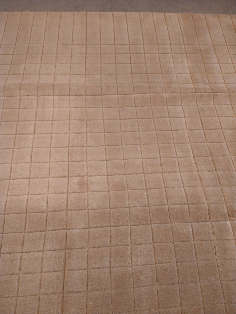 8.3 x 10.1 Solid Color Taup Modern Wool Carpet F-5393