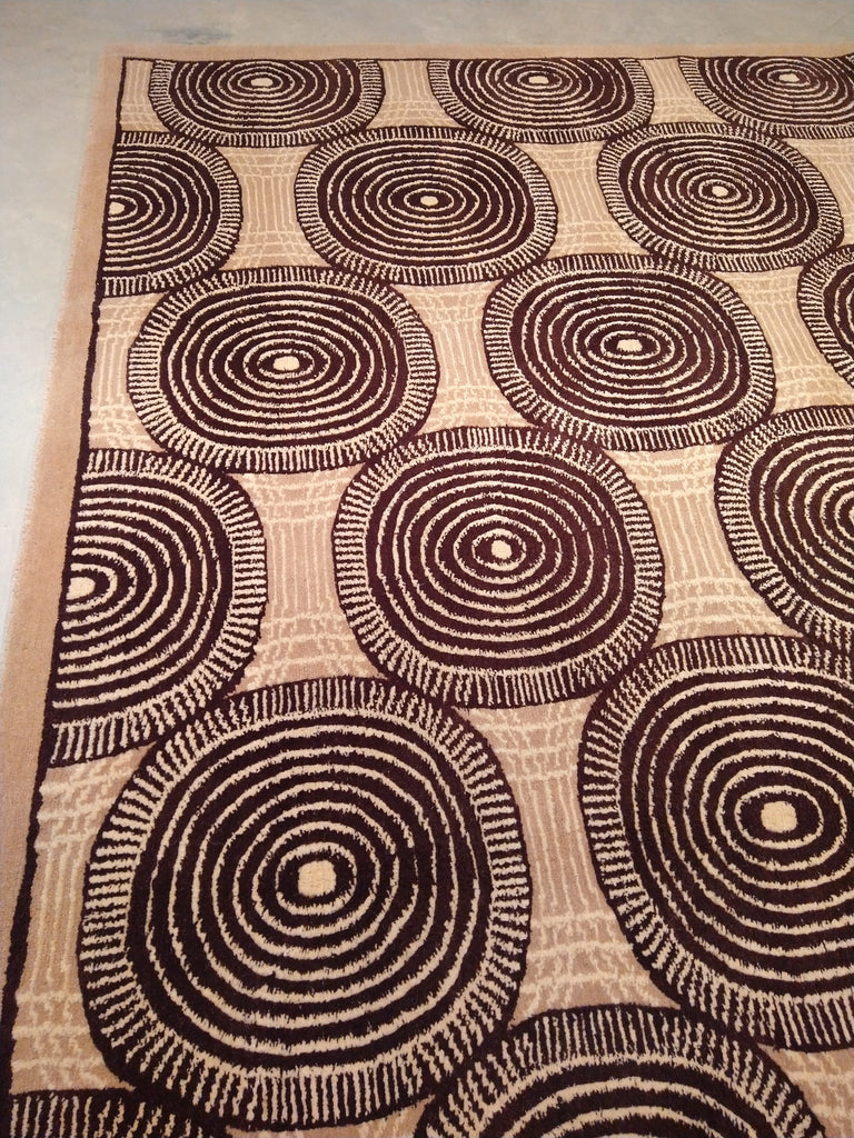 8 x 10 Beige Brown Black Modern Handmade Wool Rug #5407