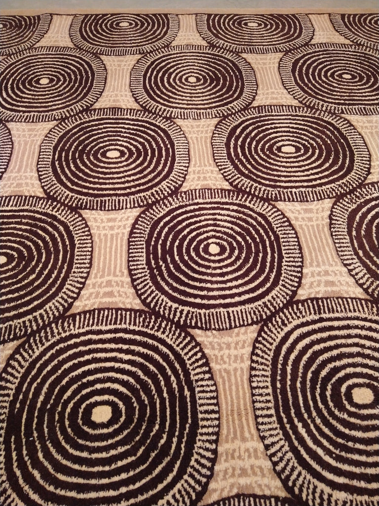 8 x 10 Beige Brown Black Modern Handmade Wool Rug #5407