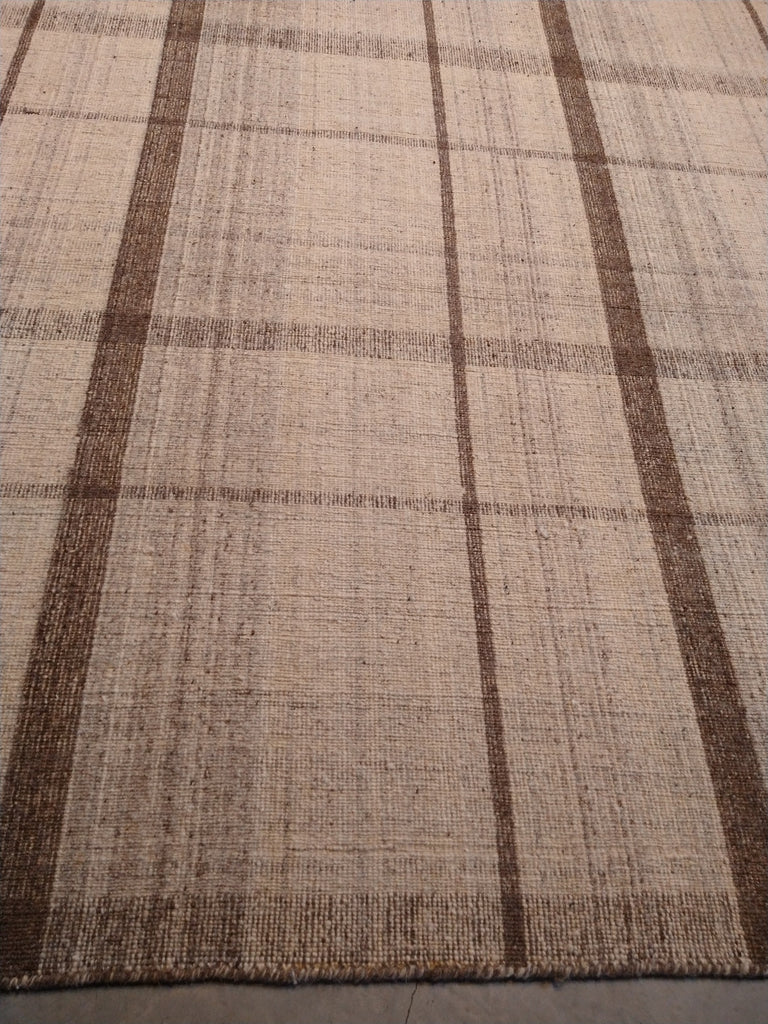 7 x 10 Flat Weave Double Sided natural Wool Rug Vegie Dye BURBERY #5410