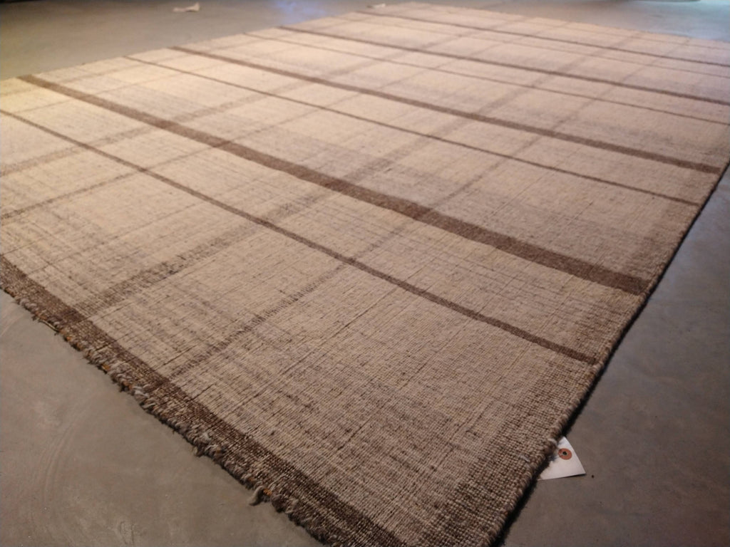 7 x 10 Flat Weave Double Sided natural Wool Rug Vegie Dye BURBERY #5410