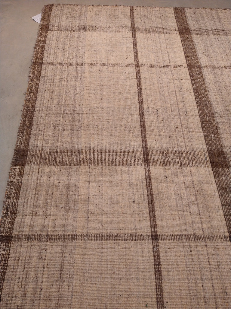 7 x 10 Flat Weave Double Sided natural Wool Rug Vegie Dye BURBERY #5410