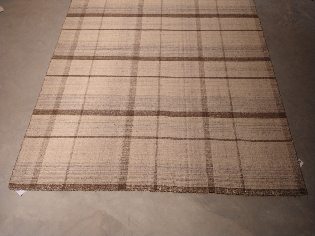 7 x 10 Flat Weave Double Sided natural Wool Rug Vegie Dye BURBERY #5410