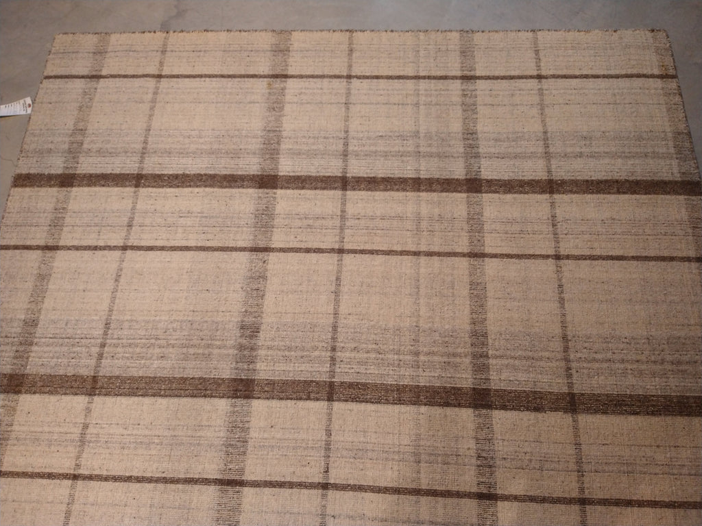 7 x 10 Flat Weave Double Sided natural Wool Rug Vegie Dye BURBERY #5410
