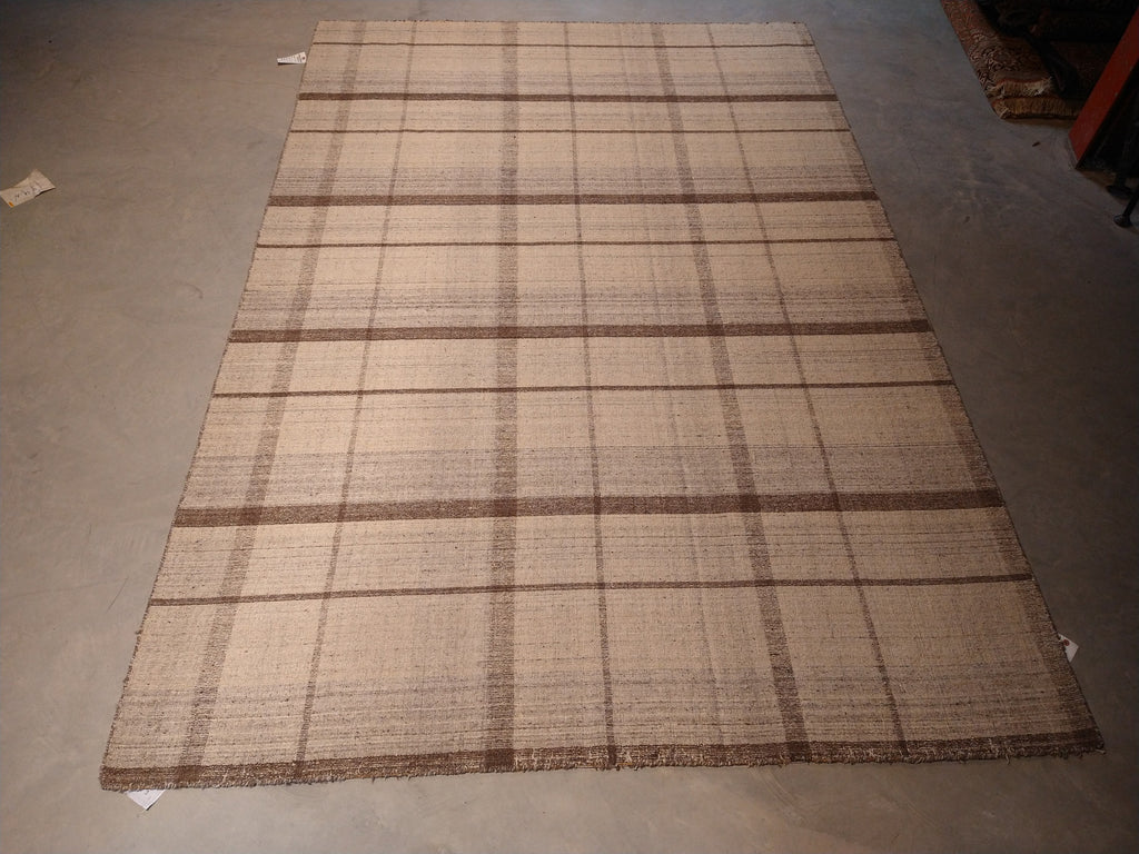 7 x 10 Flat Weave Double Sided natural Wool Rug Vegie Dye BURBERY #5410