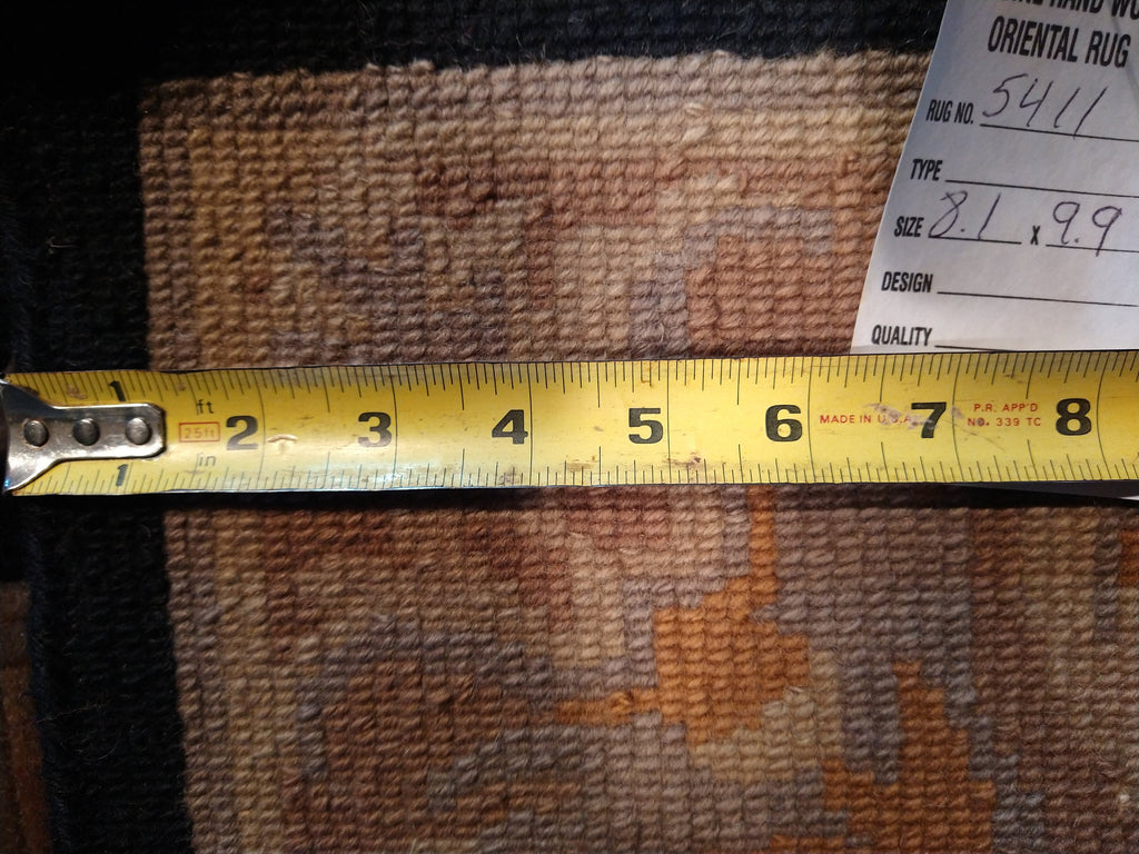 8' x 10' Contemporary Handmade Tibbet Wool Rug BLACK & Gold #5411