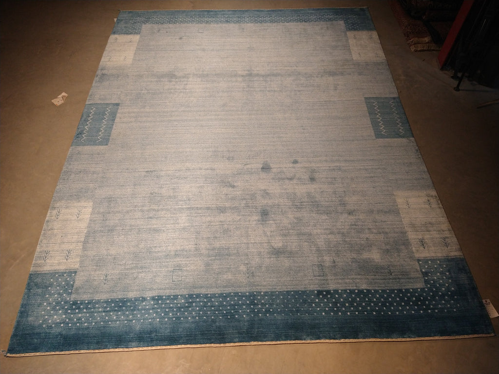 9 x 12 Gray Green Contemporary Gabbeh Handmade Rug #5414
