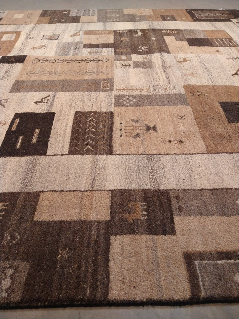 7 x 10 Gabbeh Wool Rug Brown Beige #5440