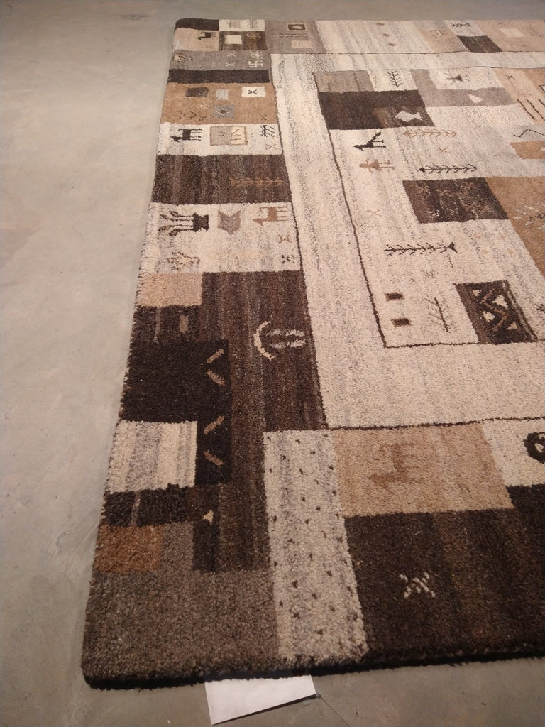 7 x 10 Gabbeh Wool Rug Brown Beige #5440