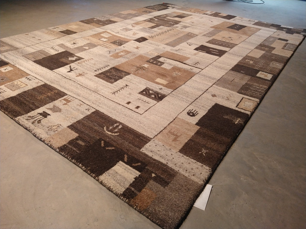 7 x 10 Gabbeh Wool Rug Brown Beige #5440