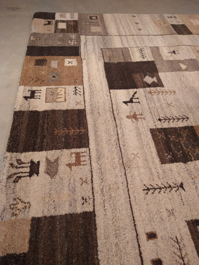 7 x 10 Gabbeh Wool Rug Brown Beige #5440