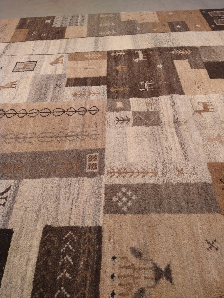 7 x 10 Gabbeh Wool Rug Brown Beige #5440